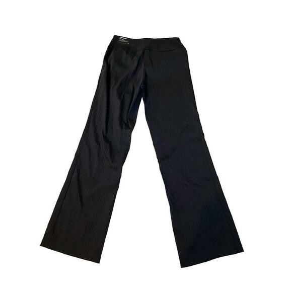 Sharagano Trouser Pant Women 8 Black Pinstriped Stretch Straight Leg Flat Front - Picture 1 of 6